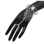 BS  Women's White Color Rhinestone Hathphool Adjustable Bracelet