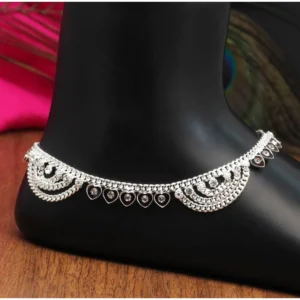 BS Women's Maroon Color Rhinestone Anklets (Free Size: Upto 10")
