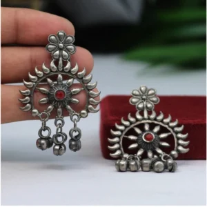 BS Women's Maroon Color Oxidised Earrings
