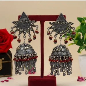 BS Women's Maroon Color Oxidised Earrings