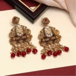 BS  Women's Maroon Color Kundan Earrings