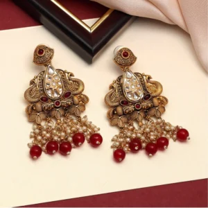 BS  Women's Maroon Color Kundan Earrings