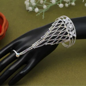 BS  Women's White Color Hathphool Adjustable Bracele