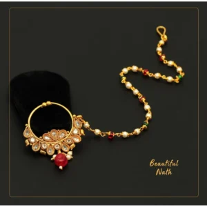 BS Women's Maroon & Green Color Nose Nath