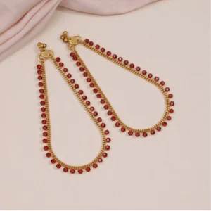 BS Women's Red Color Anklets (Free Size: Upto 10")