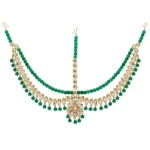 BS Women's Green Color Imitation Pearl & Kundan Work Matha Patti