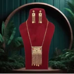 BS Women's Red & Green Color Gold Plated Necklace Set Adjustable Chain