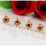 BS  Women's Rani Color Kundan Nose Pin Combo Of 4 Pieces