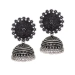 BS Women's Oxidised Silver Plated Handmade Jhumka Brass Earrings