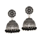 BS Women's Oxidised Silver Plated Black Color Earrings Jewellery