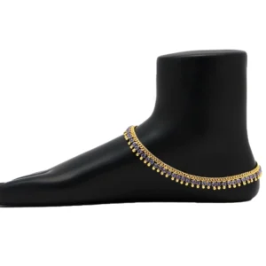 BS Women's Blue Color Rhinestone Anklets (Free Size: Upto 10")