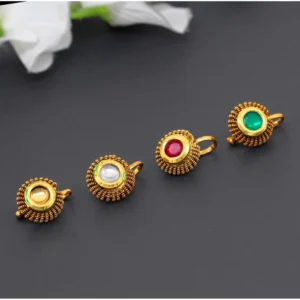 BS Women's Multi Color Kundan Nose Pin Combo Of 4 Pieces