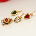 BS Women's Multi Color Kundan Nose Pin Combo Of 4 Pieces