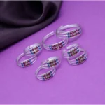 BS Women's Multi Color Assorted Design Adjustable Toe Rings Combo Of 4 Pairs