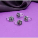 BS  Women's Multi Color Assorted Design Adjustable Toe Rings Combo Of 2 Pairs