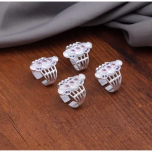 BS  Women's Multi Color Assorted Design Adjustable Toe Rings Combo Of 2 Pairs