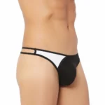 BS  Men's Cotton Spandex Lace Thong Consists Of Two Strings Underwear (Black And White)