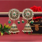 BS Women's Maroon & Green Color Mirror Earrings