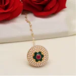 BS Women's Maroon & Green Color Meena Work Borla Tikka