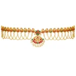 BS Women's Maroon & Green Color Glass Stone Kamarband Adjustable Chain