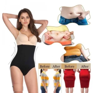 BS Women's Cotton Lycra Blend Solid Western Wear Tummy Body Shaper (Black)