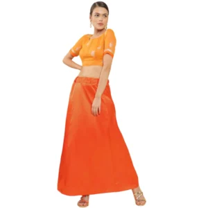 BS Women's Silk Solid Free Size Petticoat (Orange)