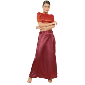 BS  Women's Silk Solid Free Size Petticoat (Maroon)