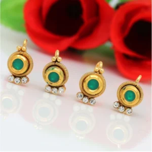 BS Women's Green Color Kundan Nose Pin Combo Of 4 Pieces