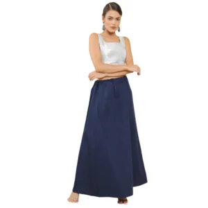 BS Women's Cotton Solid Free Size Petticoat (Navy Blue)