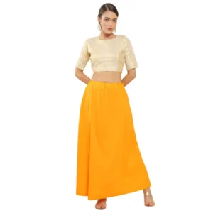 BS Women's Cotton Solid Free Size Petticoat (Mustard)
