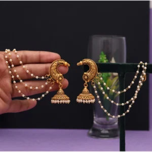 BS Women's Gold Color Matte Gold Earrings