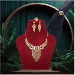 BS Women's Gold Color Gold Plated Necklace Set Adjustable Ring