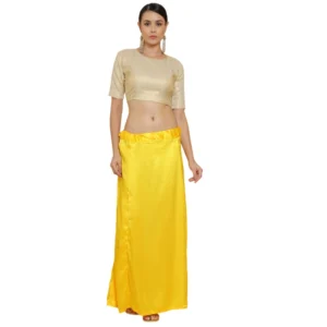 BS Women's Silk Solid Free Size Petticoat (Yellow)