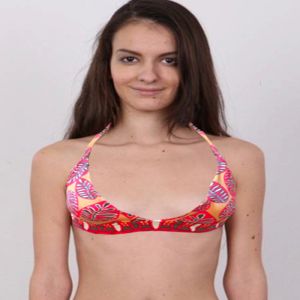 SW Orange Leaf Printed Halter Neck Bra