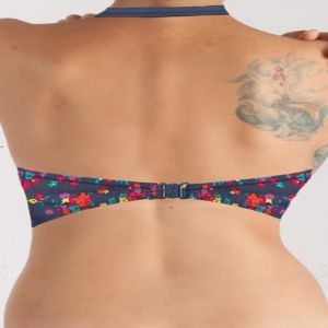 SW Grey Floral Print Halter Neck Bra