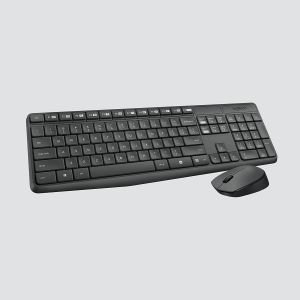 SW Logitech MK235 Mouse & Keyboard Combo, Full-Sized, 15 FN Keys, 3-Year Battery Life Wireless Laptop Keyboard (Black & Gray)