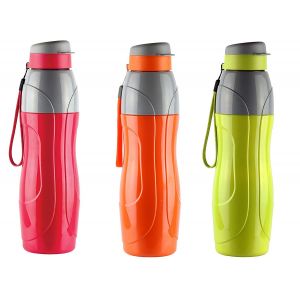 SW Cello Puro Plastic Sports Insulated Water Bottle 600 ml Set of 3 Assorted (Multicolour