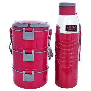 SW Cello ZING Lunch Set Insulated Tiffin & Water Bottle 2 PCS SetRED