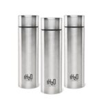 SW Cello H2O Stainless Steel Water Bottle Set 1 Litre Set of 3 Silver