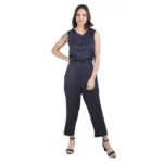 BS Women's Casual Crepe Sleeveless Jump Suit (Navy Blue)