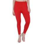 BS Women's Cotton Stretchable Skin Fit Ankle Length Leggings (Red)