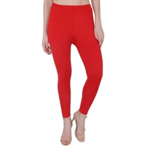 BS Women's Cotton Stretchable Skin Fit Ankle Length Leggings (Red)