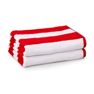 BS Cotton Striped Bath Towels (Red & White, Size: 36x71 In)