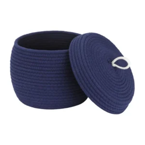 BS Cotton Bear Shaped Storage Matka Basket With Lid Pack of 1 (Blue)