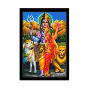 BS Lord Shiva Painting with Synthetic Photo Frame (Multicolor)