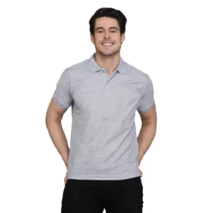 BS Men's Casual Half Sleeve Solid Cotton Blended Polo Neck T-shirt (Grey)