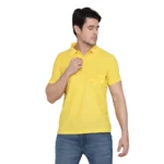 BS Men's Casual Half Sleeve Solid Cotton Blended Polo Neck T-shirt (Yellow)