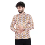 BS Men's Cotton Blended Printed Full Sleeve Shortkurta (Multicolor)