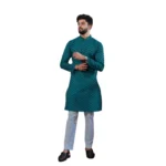 BS Men's Casual Cotton Printed Full Sleeve Kurta Pyjama Set (Teal)
