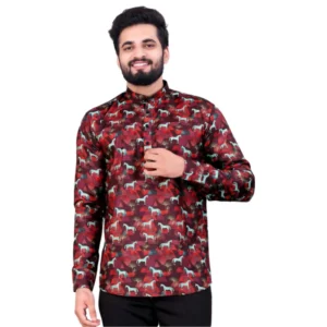 BS Men's Cotton Blended Printed Full Sleeve Shortkurta (Multicolor)